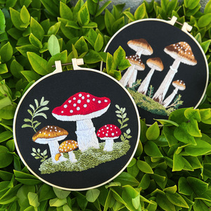 Mushroom DIY Embroidery <strong>Stitches</strong> <strong>Cross</strong> <strong>Stitch</strong> Kits with Flower Stamped <strong>Patterns</strong> Embroidery Kit <strong>for</strong> Beginners Adults - Product Image 3