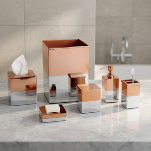 Chaman India Antique-Style Seven-Piece Eco-Friendly Bath Accessories Set Stainless Steel Rose Gold Two-Tone Metal - Product Image 3