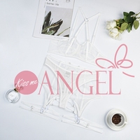 KISS ME ANGEL Lingerie Seksi Terbaru Nyaman Bahan Mesh Seksi Tali Halter Pembentuk Tubuh Bra dan Celana Dalam Set untuk Wanita Pintar