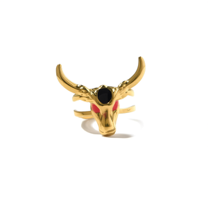 Bague tendance en forme de crâne de taureau, plaquée or, en acier inoxydable 316L, design durable et résistant - Product Image 2