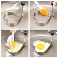 Anneaux à œufs en acier inoxydable écologiques, poignée multi-formes, moule à œufs, appareil à omelettes, accessoires de cuisine