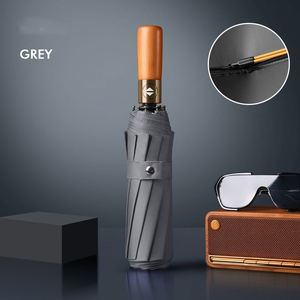 Paraguas Automático Impermeable y Resistente al Viento de 23 Pulgadas con Mango de Madera, Logotipo Personalizado, Color Pastel Puro, 3 Pliegues, 16K - Product Image 2