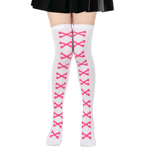 FF4146 Halloween <span class=keywords><strong>esqueleto</strong></span> espeluznante estampado Cosplay sobre la rodilla calcetines largos compresión muslo <span class=keywords><strong>medias</strong></span> altas para mujeres y niñas - Product Image 4