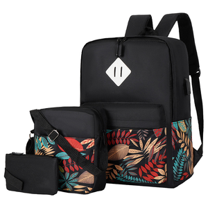 Men's Ins Style Three-Piece Business Travel Backpack High School Student Schoolbag Large Capacity Promotional