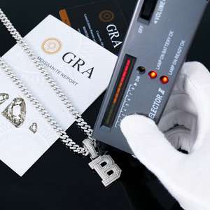 จี้ตัวอักษร B เงินแท้ 925 สไตล์ฮิปฮอป ประดับเพชรโมอิสซาไนต์ VVS พร้อมใบรับรอง GRA ดีไซน์เก๋ไก๋ทันสมัย เคลือบเงิน - Product Image 5