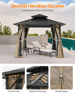 ศาลาอลูมิเนียมกลางแจ้งหลังคาสองชั้นพร้อมหลังคาแบบถาวรสำหรับสวนลานบ้านสนามหญ้างานปาร์ตี้เฟอร์นิเจอร์ในสวน - Product Image 6