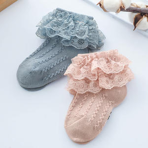 New Arrival Wholesale Casual Breathable Knitted Solid Color Baby <b>Girls</b> Lace Ruffle Princess Comfortable Ankle Cotton <b>Socks</b> - Product Image 3