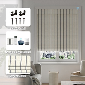Tenda Romana a Strisce Francesi con Motore Elettrico e Telecomando, Tessuto Oscurante Morbido di Tipo Piatto - Product Image 3