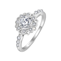 Vente chaude femmes fiançailles bague de mariage bijoux anneaux Zircon tournesol 925 argent Sterling Style à la mode fêtes fête
