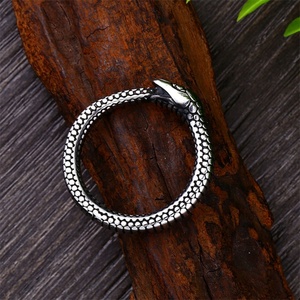 Simple Fashion <b>Men</b> Round <b>Ring</b> Jewelry Stainless Steel Snake Hoop Finger <b>Ring</b> - Product Image 5