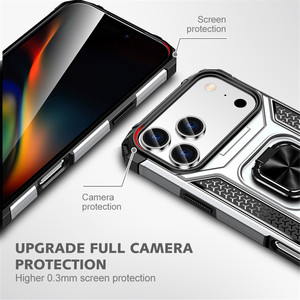 Coque de téléphone antichoc double couche TPU+PC pour iPhone 17 Pro Max 16 Pro 15 14 Plus avec support anneau rotatif à 360° - Product Image 3