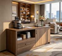 Meuble TV minimaliste américain en bois massif, buffet d'entrée avec compartiment ouvert, tiroir et porte de rangement