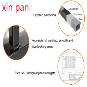 6FT 8ft Đen Thép kim loại hàng rào kim loại hiện đại hàng rào mạ kẽm picket rèn sắt tấm thép hàng rào - Product Image 4