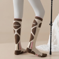 Chaussettes de ski thermiques d'hiver pour femmes, extra longues, hauteur mollet, épaisses, en tissu éponge, avec compression, pour le cyclisme