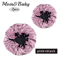 Ensemble de bonnet doux maman et moi et bonnet de sommeil en satin soyeux à double couche cheveux bouclés pour maman et bébé/enfants/tout-petits