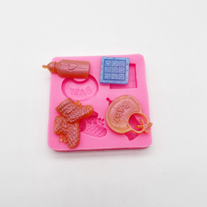 B0534 bé Quần áo loạt Giày chai hình dạng Silicone Bánh sô cô la khuôn cho bé rửa tội - Product Image 4