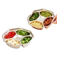 Assiette divisée en acier inoxydable à 5 compartiments, plateau de préparation et de service pour la cuisine, gingembre, ail, oignon vert, condiments