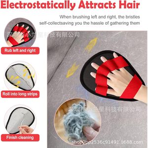 Pet Hair Removal <b>Gloves</b> Red Static <b>Magic</b> Brush For Large Dogs Arc Shape PP Material Washable Reusable - Product Image 5