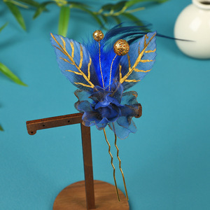 Nouvelle conception originale, fait main, style antique, coiffe Hanfu bleu foncé, pince à cheveux, accessoire de maquillage, ornement capillaire estampé à chaud - Product Image 3