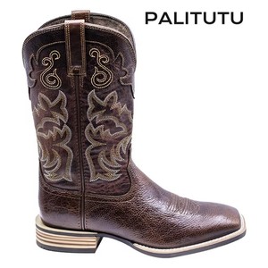 <span class=keywords><strong>Bottes</strong></span> de cowboy en cuir pour hommes, bout carré, mi-mollet, brodées, <span class=keywords><strong>bottes</strong></span> d'équitation classiques, chaussures durables - Product Image 6