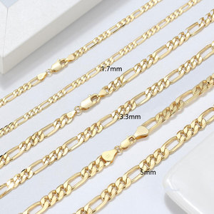 RINNTIN SC34-3.3 Cadena para Hombre, Joyería Hiphop, Chapado en Oro <span class=keywords><strong>de</strong></span> 18K sobre Plata <span class=keywords><strong>de</strong></span> Ley 925, Cadena <span class=keywords><strong>Figaro</strong></span> <span class=keywords><strong>de</strong></span> 3.3mm con Corte <span class=keywords><strong>de</strong></span> Diamante - Product Image 2