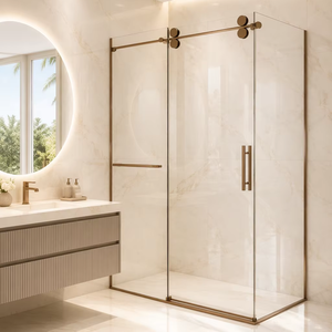 Box Doccia Rettangolare Senza Telaio con Porta Scorrevole in Vetro Temperato Trasparente da 8mm, Resistente all'Acqua, per <span class=keywords><strong>Bagno</strong></span> Hotel, Facile Installazione - Product Image 1
