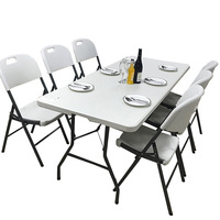 Table de salle à manger pliante en plastique HDPE au design moderne thème blanc banquet extérieur fête de mariage camping pique-nique location commerciale