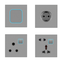 Interrupteur d'éclairage 1, 2, 3 ou 4 voies avec indicateur LED, panneau en verre noir, prise intermédiaire à réinitialisation, 16A
