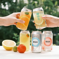 BSBH Bidon en plastique transparent pour animaux de compagnie 330ml 500ml Bouteille de boisson pop vide pour gâteau Café Jus