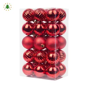 Bola de plástico roja de Navidad, adorno de decoración de Año Nuevo, diseño de fábrica