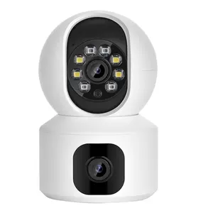 2023新款2MP 4MP双镜头婴儿宠物狗猫双向音频家庭安全监控摄像头