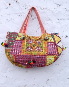 Ethnic Modern Style Banjara <b>Bag</b> - Handmade Indian Tribal <b>Patchwork</b> Tote with Mirror Work Anniversary Gift for Her - Product Image 1