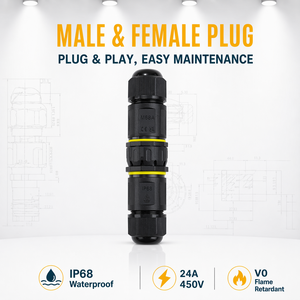 Connettore Impermeabile Greenway M684-C IP68 a 2 Vie Plug & Play in Nylon per Illuminazione Esterna da -40°C a +105°C Resistente ai Raggi UV Certificato ETL CE - Product Image 1