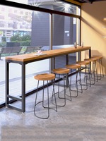 Offres Spéciales Vintage Bois Massif Populaire Cuisine Café Restaurant Meubles En Métal Bar Table et Bar Chaise Ensemble