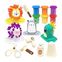 Ensemble de 16 pièces de pâte à modeler colorée pour enfants, jeu d'imitation de salon de coiffure, pâte à modeler colorée pour coiffure, jouet artistique en pâte à modeler et kit d'outils