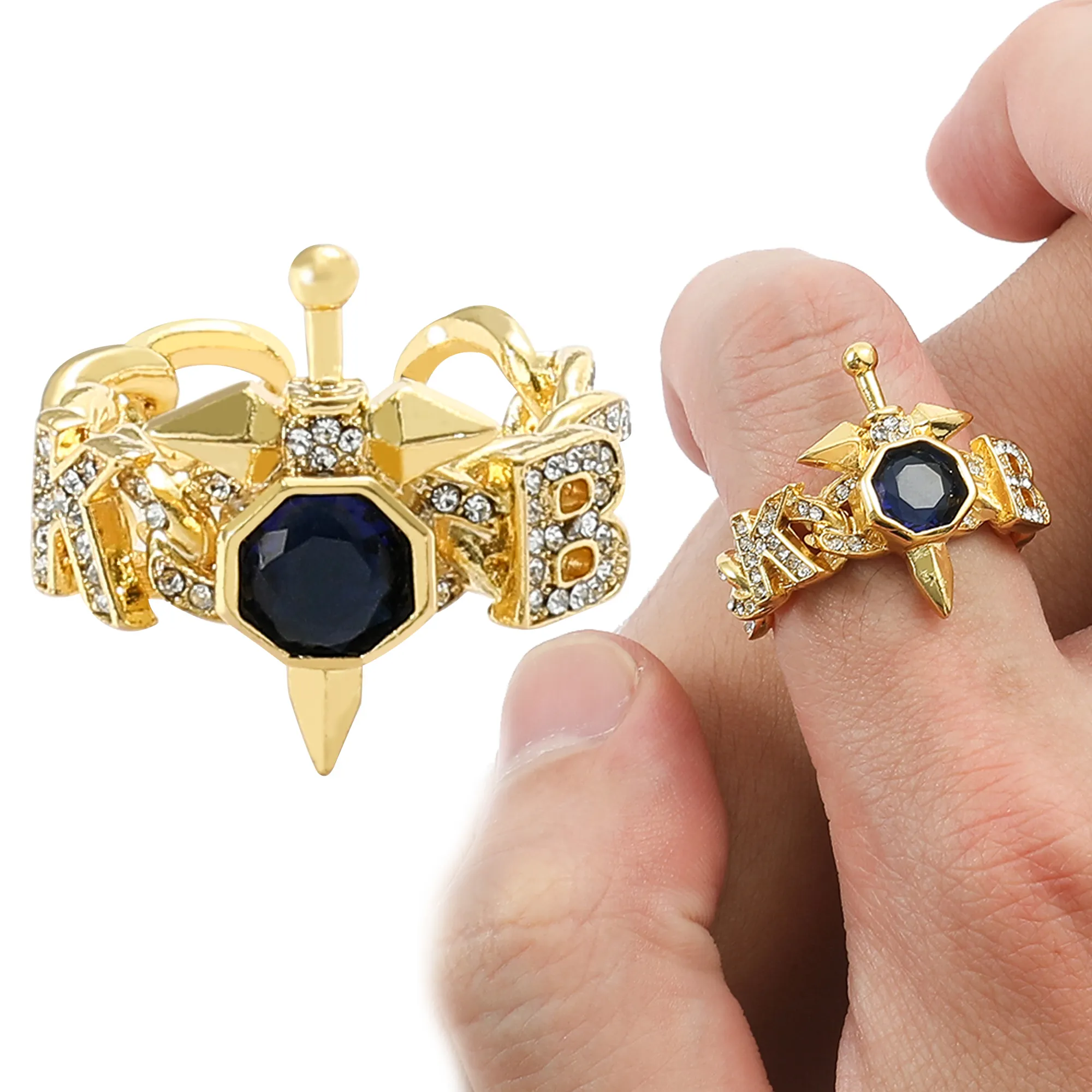 แหวนแบบเปิดประดับพลอยเทียมชุบทองวินเทจแหวนพังค์สำหรับผู้หญิงผู้ชายของขวัญ