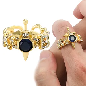 Vintage Banhado A Ouro Cz Rhinestone Open Ring Punk Finger Rings Para Mulheres Homens Bijoux Presentes