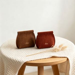 Pochette en cuir PU, sac de rangement avec anneau en acier à ressort, organisateur de câbles d'écouteurs, rangement pour petits objets, promotion avec logo personnalisé - Product Image 1