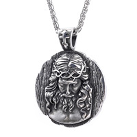 Hip Hop Punk Saint Benoît Jésus Pièce Religieuse En Acier Inoxydable Bijoux De Mode 18k Pvd Plaqué Or Pendentif Colliers pour Hommes