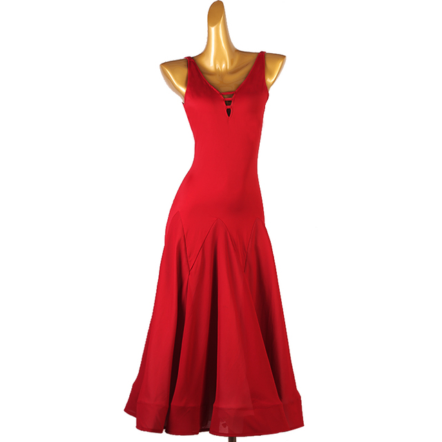 Beautiful Custom Colors V Neck Elegant Red Long Women Dance Dress for Performance Stage