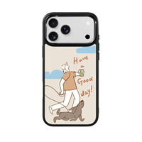 Coque de téléphone AG Feeling Black Edge avec motif Gilding Walk the Dog pour iPhone 17, 17 Pro Max, 16 Pro, 15 – Coque magnétique