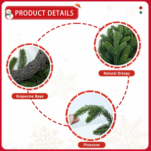 2027 Wholesale Multiple Styles Soft Real Touch Green Artificial Plastic Pine Needle Wreaths for Home Window <b>Front</b> <b>Door</b> <b>Decor</b> - Product Image 3