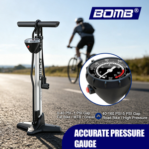 BOMO Bomba de Aire para Bicicleta de Alta Presión 160 PSI con Válvula de Alivio de Botón y Mango Ergonómico para Bicicletas de Montaña y Carretera - Product Image 3