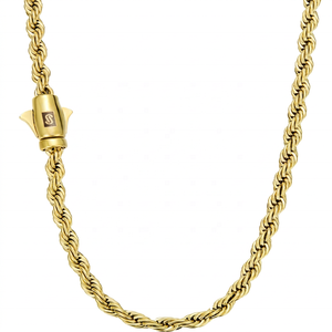 Corrente de Corda Torcida em Aço Inoxidável Banhado a Ouro PVD <span class=keywords><strong>14K</strong></span> <span class=keywords><strong>4mm</strong></span> 6mm, Joia Hip Hop Antiferrugem para Mulheres e Homens - Product Image 4