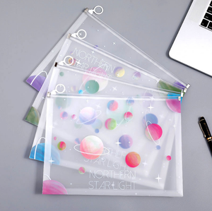 Bolsa de papel transparente multifuncional <span class=keywords><strong>a4</strong></span>, bolsa de plástico pp para archivos, materiales de oficina, papelería creativa, bolsas con cremallera de dibujos animados personalizadas - Product Image 5