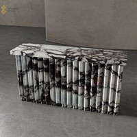 YUSHI personnalisé Wabi-Sabi Style meubles en pierre naturelle Console de salon en marbre moderne pour la maison salon