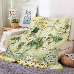 Couverture Polaire Chaude et Douce pour Enfants, Motif Ours de Dessin Animé Personnalisable, Carte de la Forêt de 100 Ares, Corail Polaire, Idéale pour le Jeu et le Voyage, Livraison Directe - Product Image 1