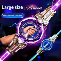Espada Láser LED Retráctil 2 en 1 con Doble Cabeza Giratoria, Recargable, de Plástico, para Niños, Juguete de Combate, Regalo de Cosplay