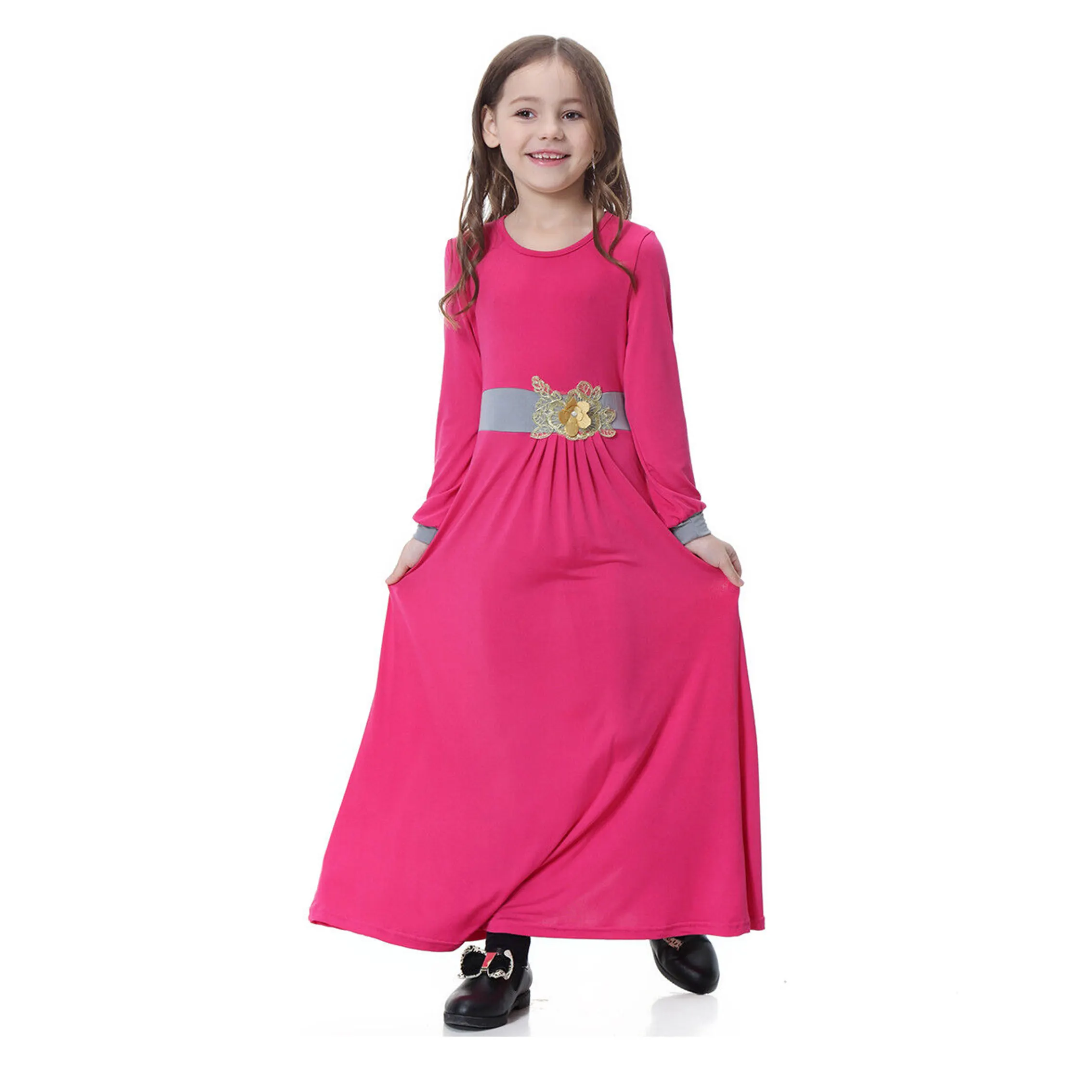 Most Popular Hot Selling Round Collar beautifully designed elegance Fashionable muslim dresses for girls Party attire