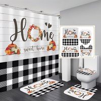 Rideau de douche en polyester Home Sweet Home Pumpkins, rideau de salle de bain durable, résistant à la décoloration, imperméable, impression personnalisée, moderne